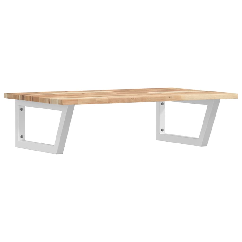 Zidna polica za umivaonik od čelika i masivnog bagremovog drva Smeđa 80 x 50 x 2 cm