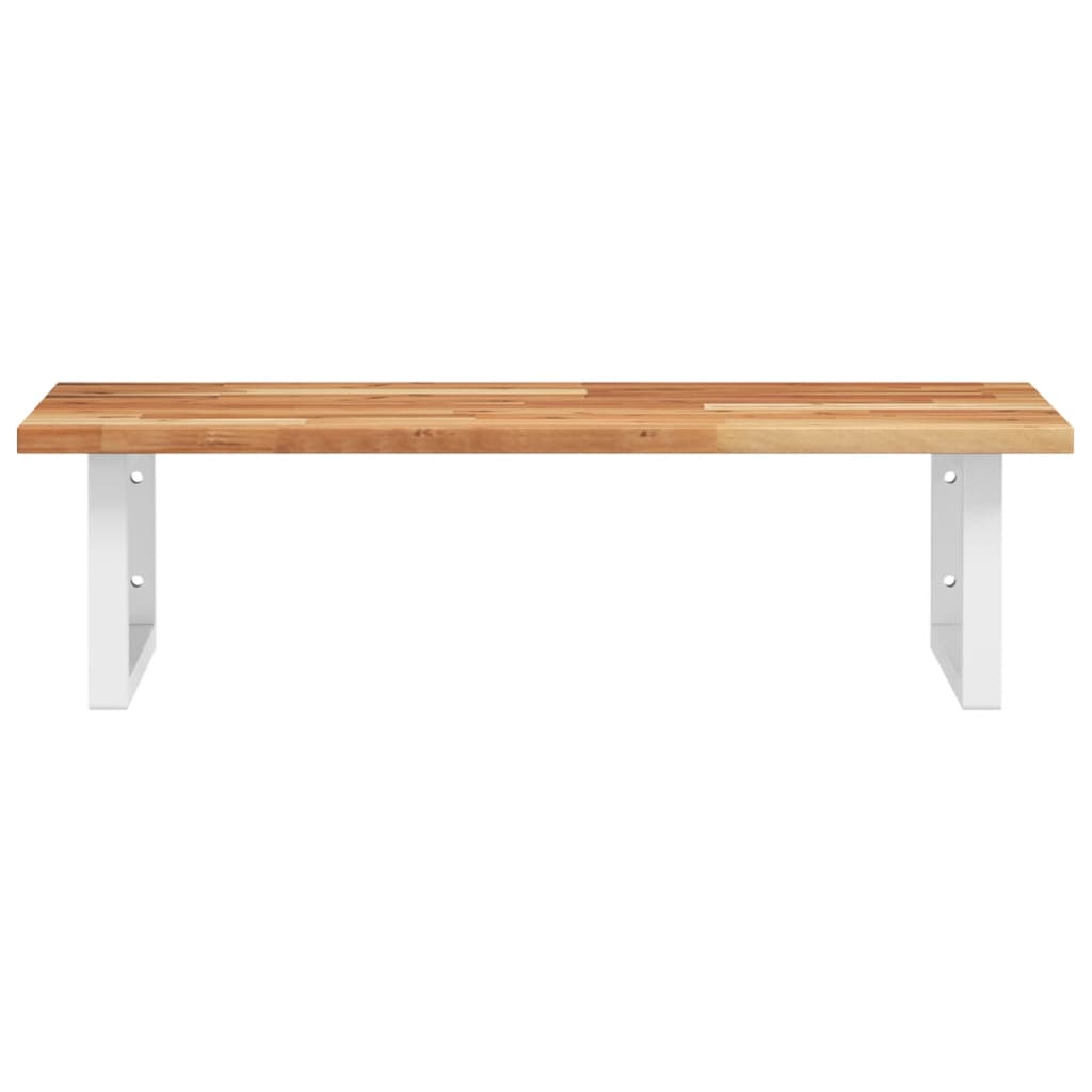 Zidna polica za umivaonik od čelika i masivnog bagremovog drva Smeđa 60 x 50 x 2 cm
