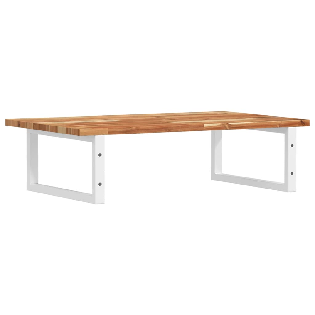 Zidna polica za umivaonik od čelika i masivnog bagremovog drva Smeđa 60 x 50 x 2 cm