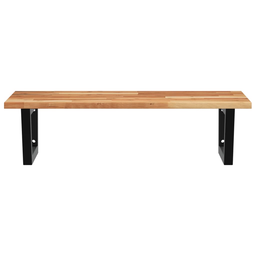 Zidna polica za umivaonik od čelika i masivnog bagremovog drva Smeđa 60 x 50 x 2 cm