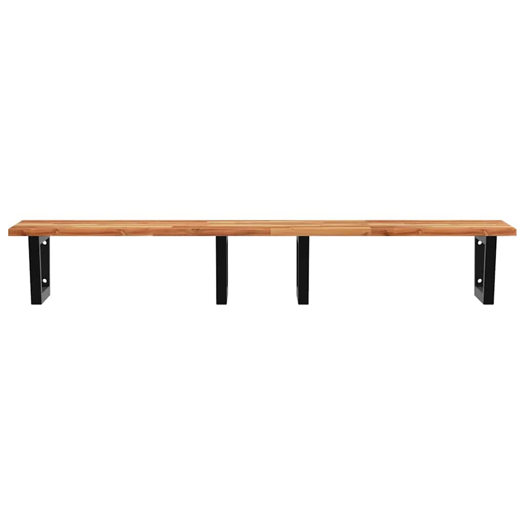Zidna polica za umivaonik od čelika i masivnog bagremovog drva Smeđa 160 x 50 x 2 cm