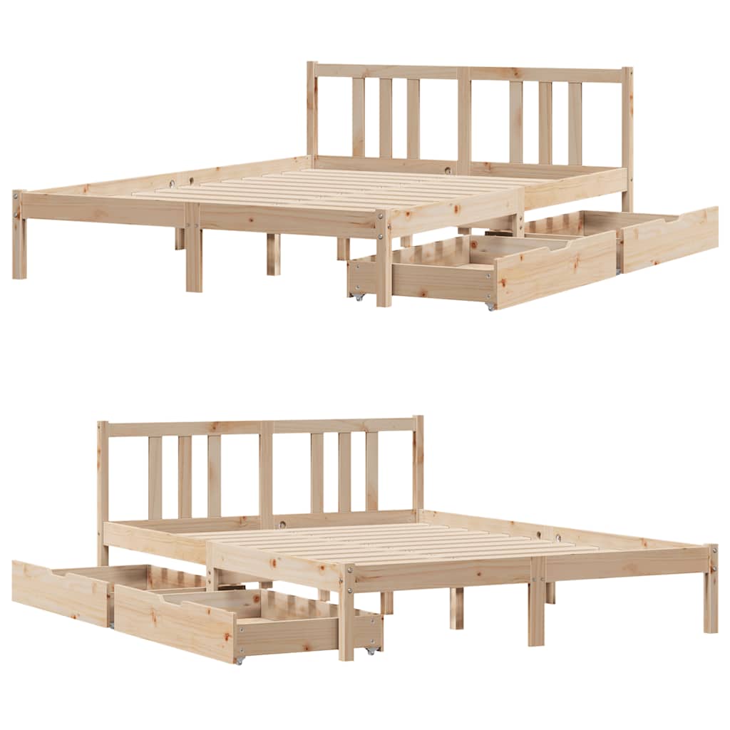 Okvir kreveta bez madraca 135 x 190 cm od masivne borovine
