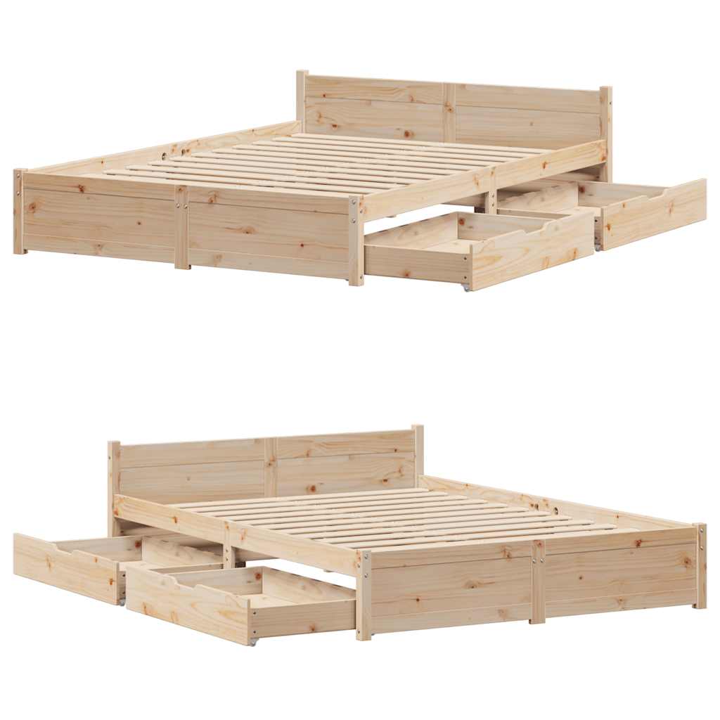Okvir kreveta bez madraca 140 x 190 cm od masivne borovine