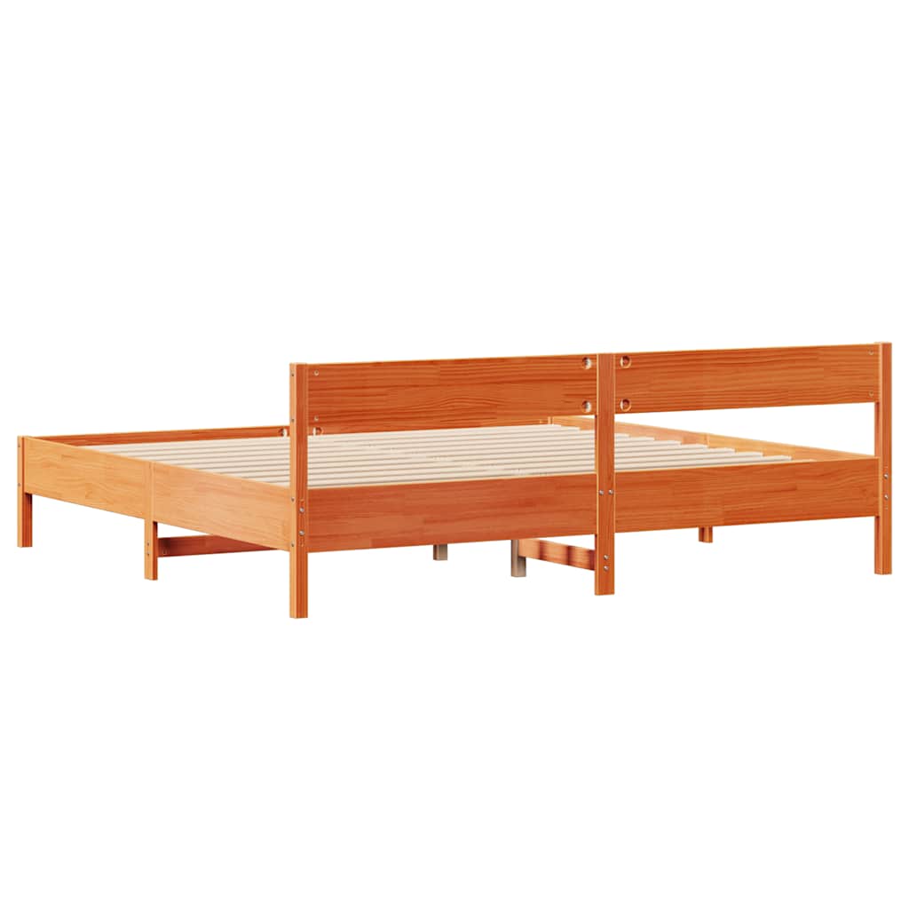 Okvir kreveta bez madraca voštano smeđi 200x200 cm od borovine