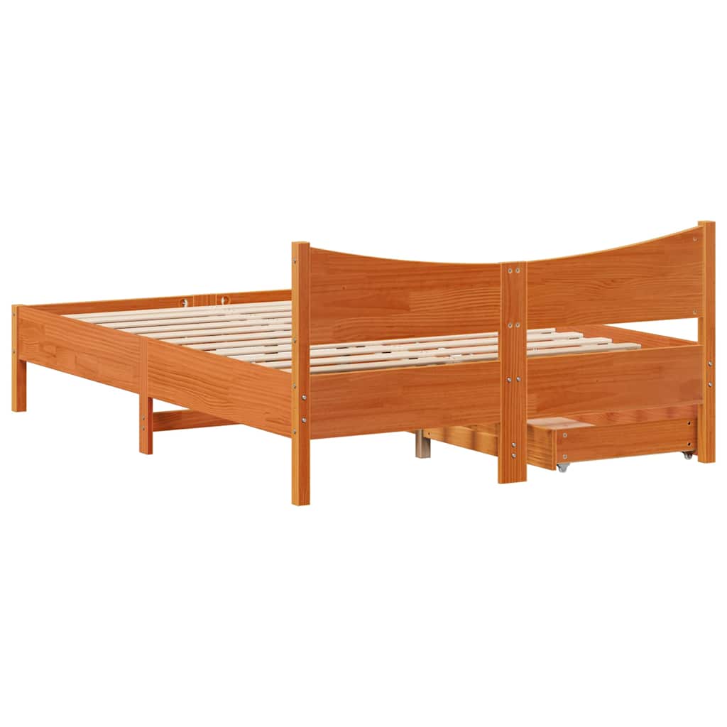 Okvir kreveta s ladicama 140 x 190 cm od masivne borovine