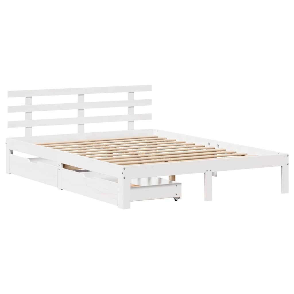 Okvir kreveta s ladicama bez madraca bijeli 160x200 cm