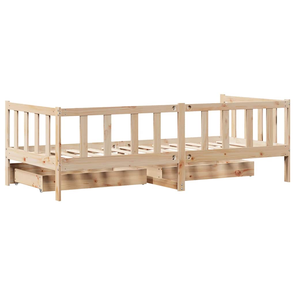 Dnevni krevet s ladicama bez madraca 90 x 190 cm masivno drvo