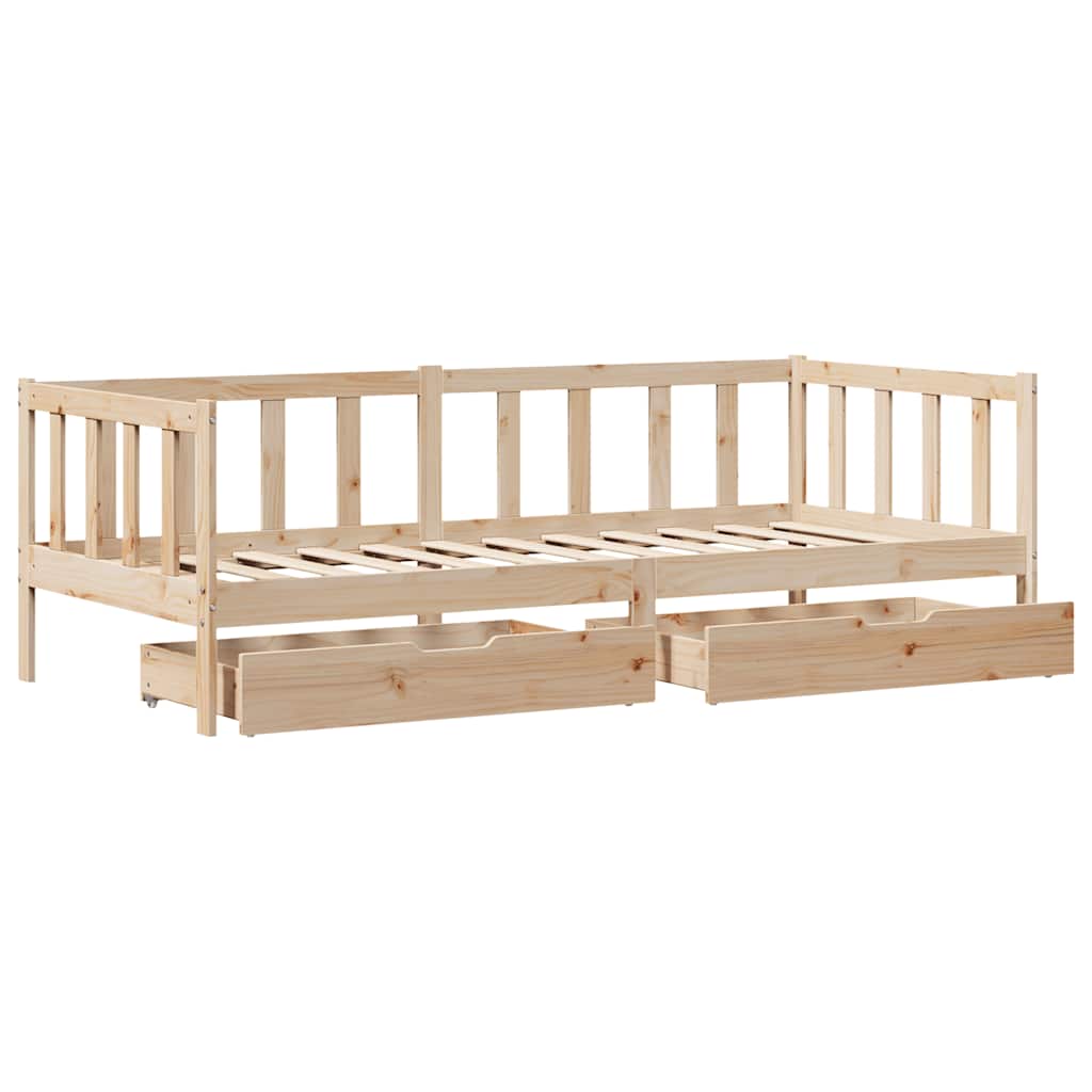 Dnevni krevet s ladicama bez madraca 90 x 190 cm masivno drvo