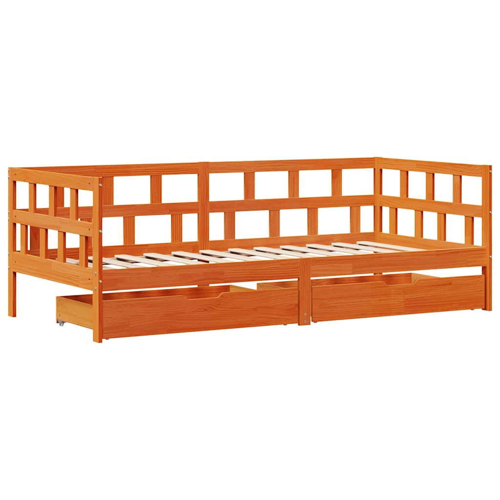 Dnevni krevet s ladicama bez madraca 90x200 cm masivno drvo