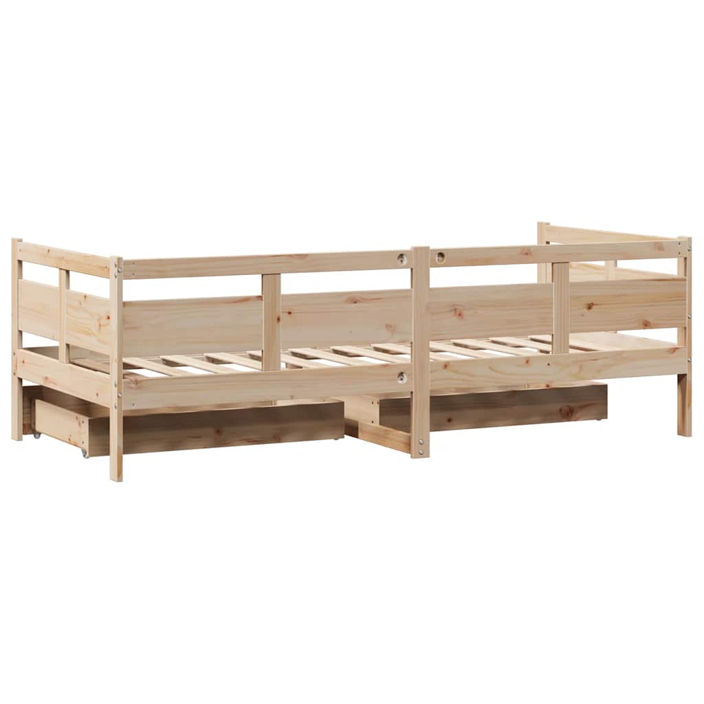 Dnevni krevet s ladicama bez madraca 90 x 190 cm masivno drvo