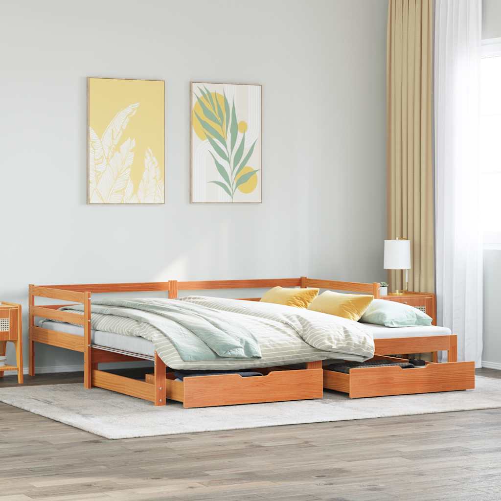 Dnevni krevet na razvlačenje bez madraca voštano smeđi 90x200cm