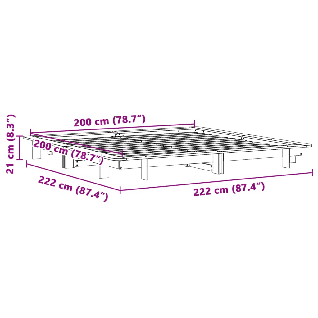 Okvir kreveta bez madraca bijeli 200x200 cm od masivne borovine