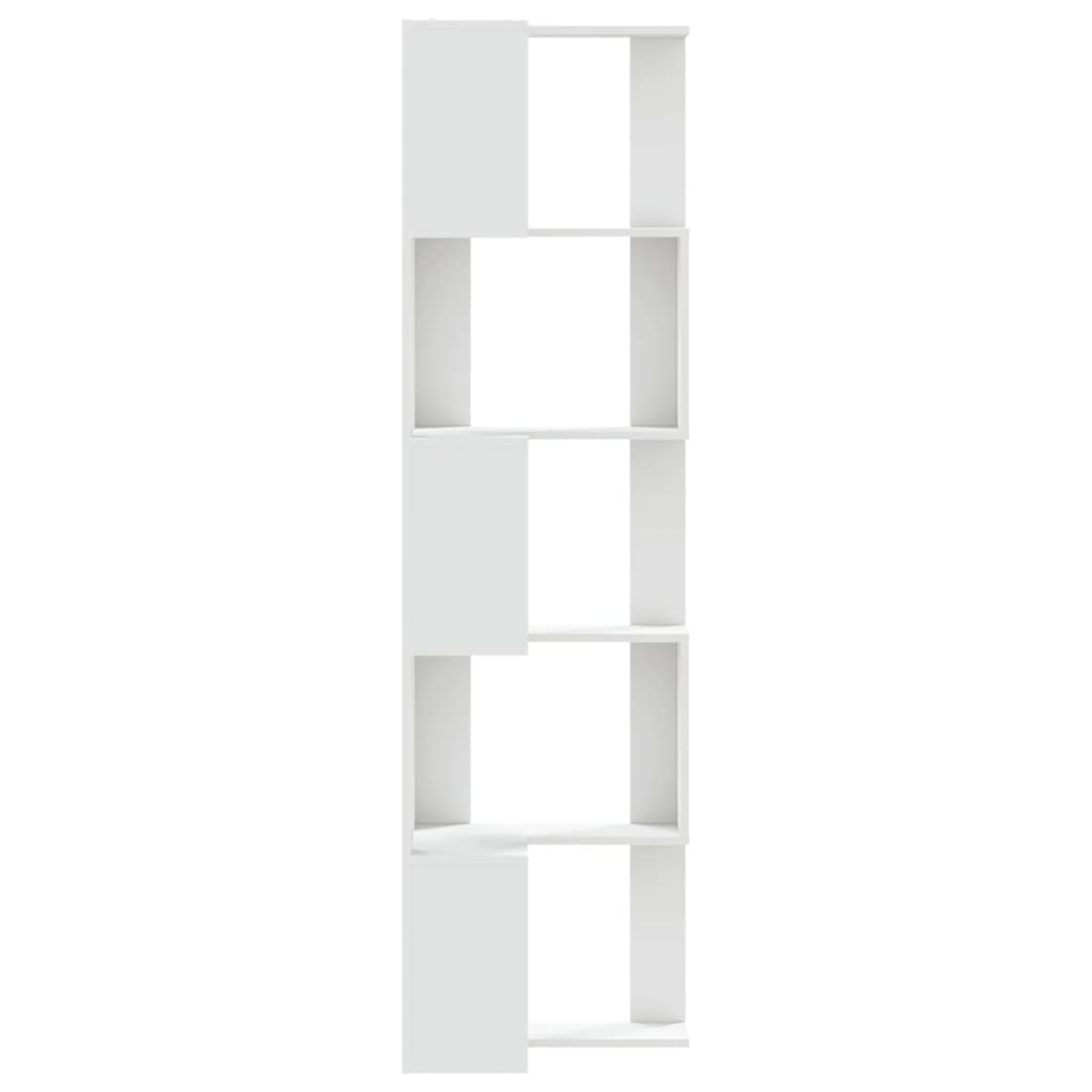 Kutni regal za knjige s 5 razine bijeli 50x50x179 cm drveni