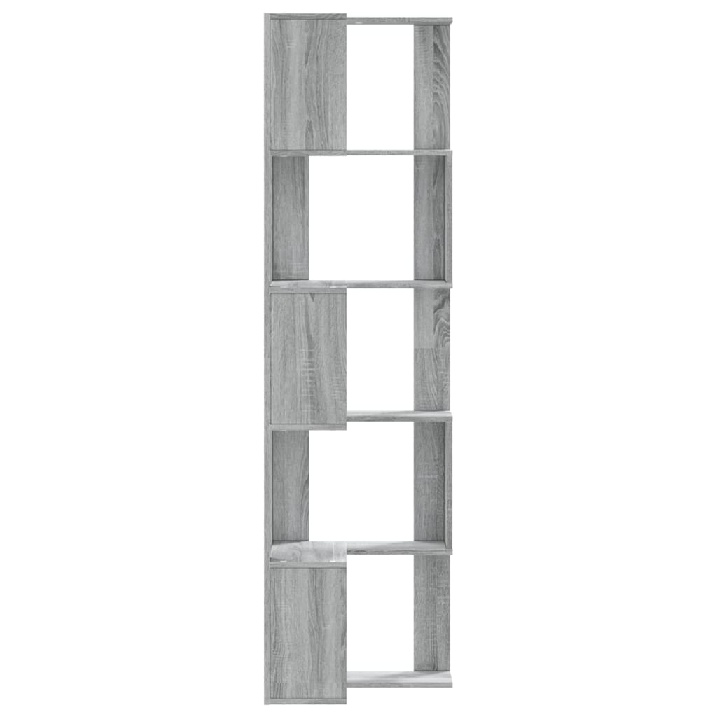 Kutni regal za knjige s 5 razine boja hrasta 50x50x179cm drveni