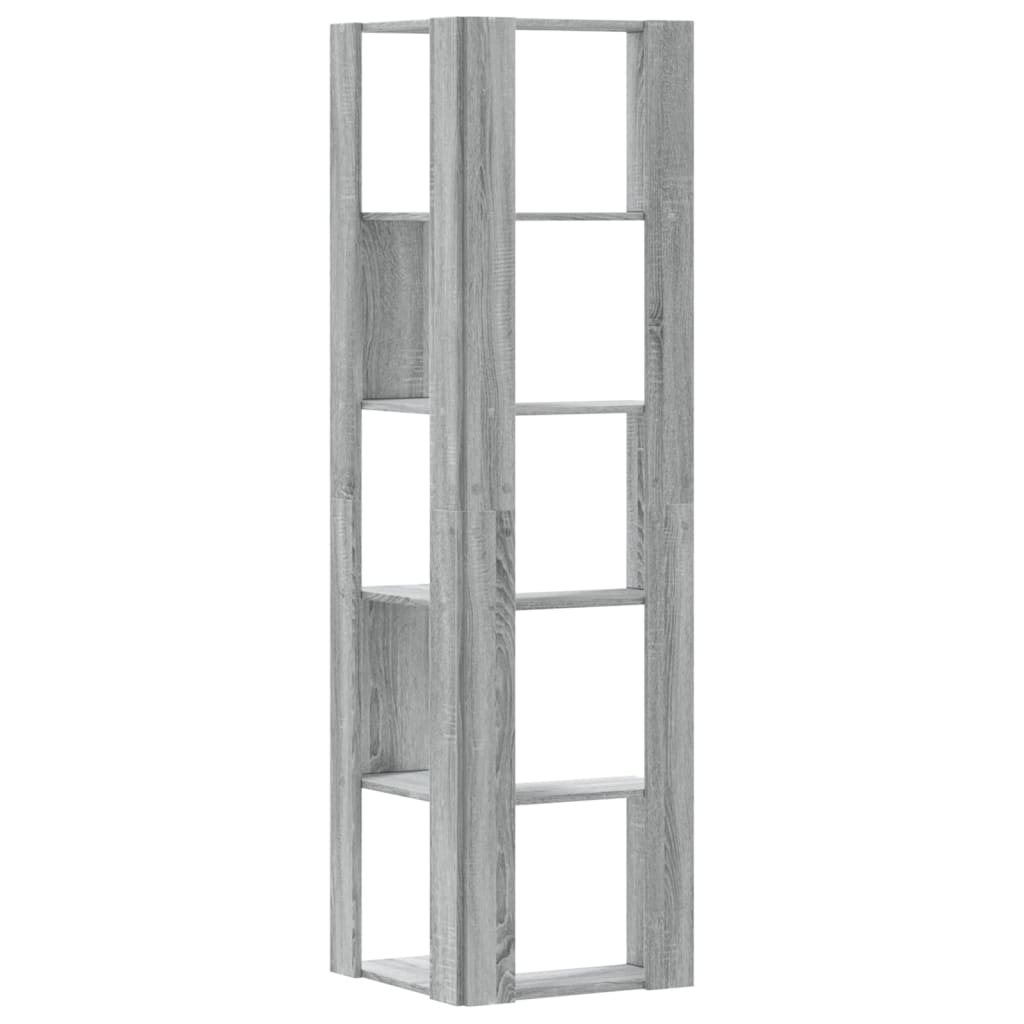 Kutni regal za knjige s 5 razine boja hrasta 50x50x179cm drveni