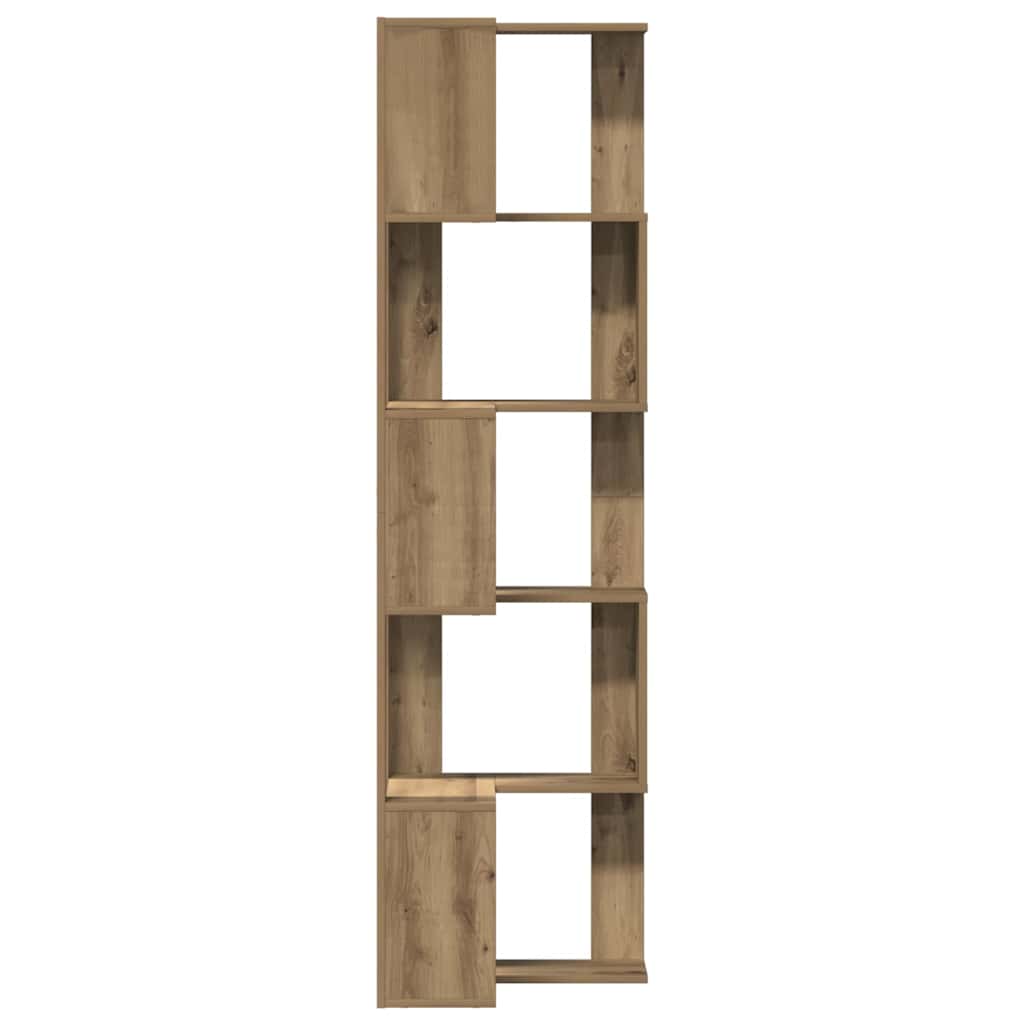 Kutni regal z knjige 5 razine artisian hrast 50x50x179cm drveni