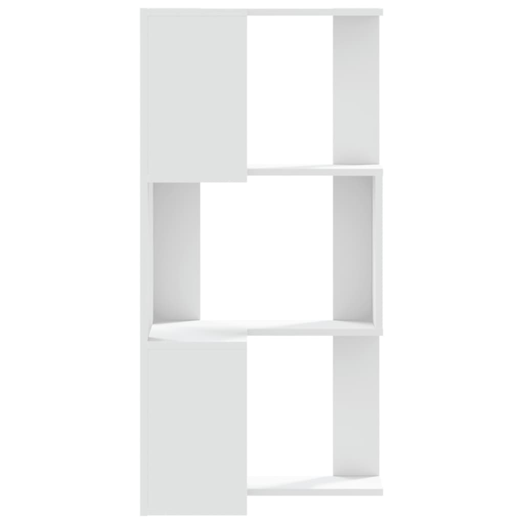 Kutni regal za knjige s 3 razine bijeli 50 x 50 x 102 cm drveni