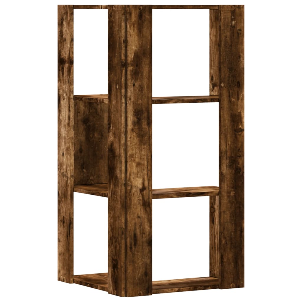 Kutni regal za knjige 3 razine boja hrasta 50x50x102 cm drveni