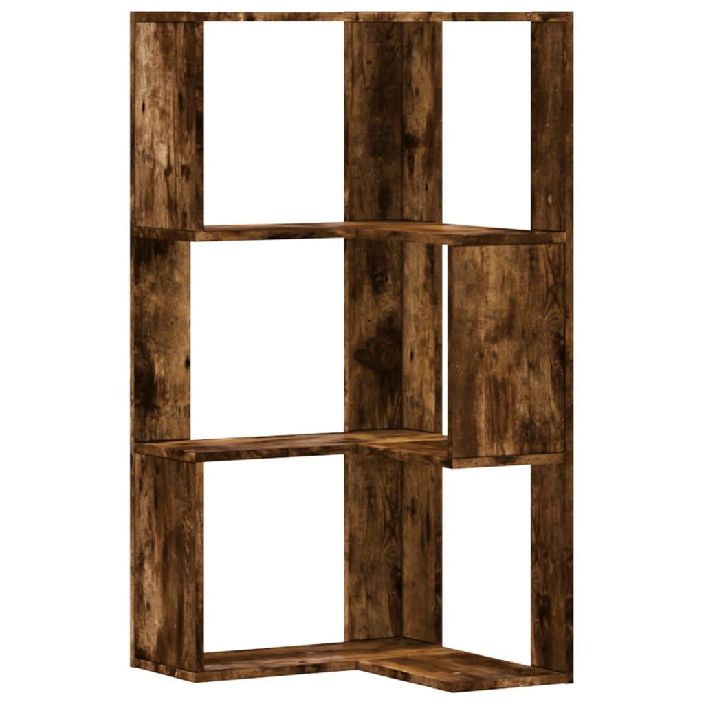 Kutni regal za knjige 3 razine boja hrasta 50x50x102 cm drveni