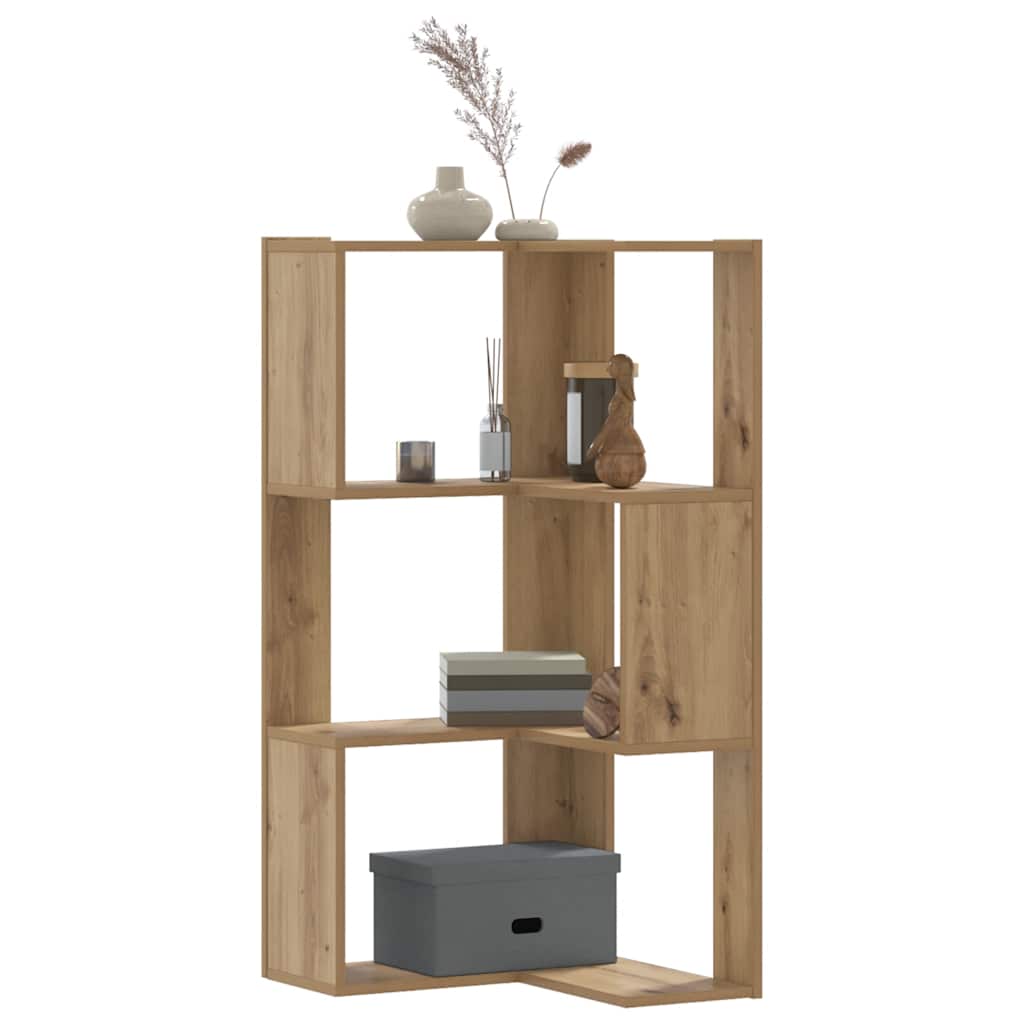 Kutni regal z knjige 3 razine artisian hrast 50x50x102cm drveni