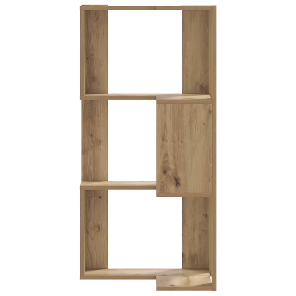 Kutni regal z knjige 3 razine artisian hrast 50x50x102cm drveni
