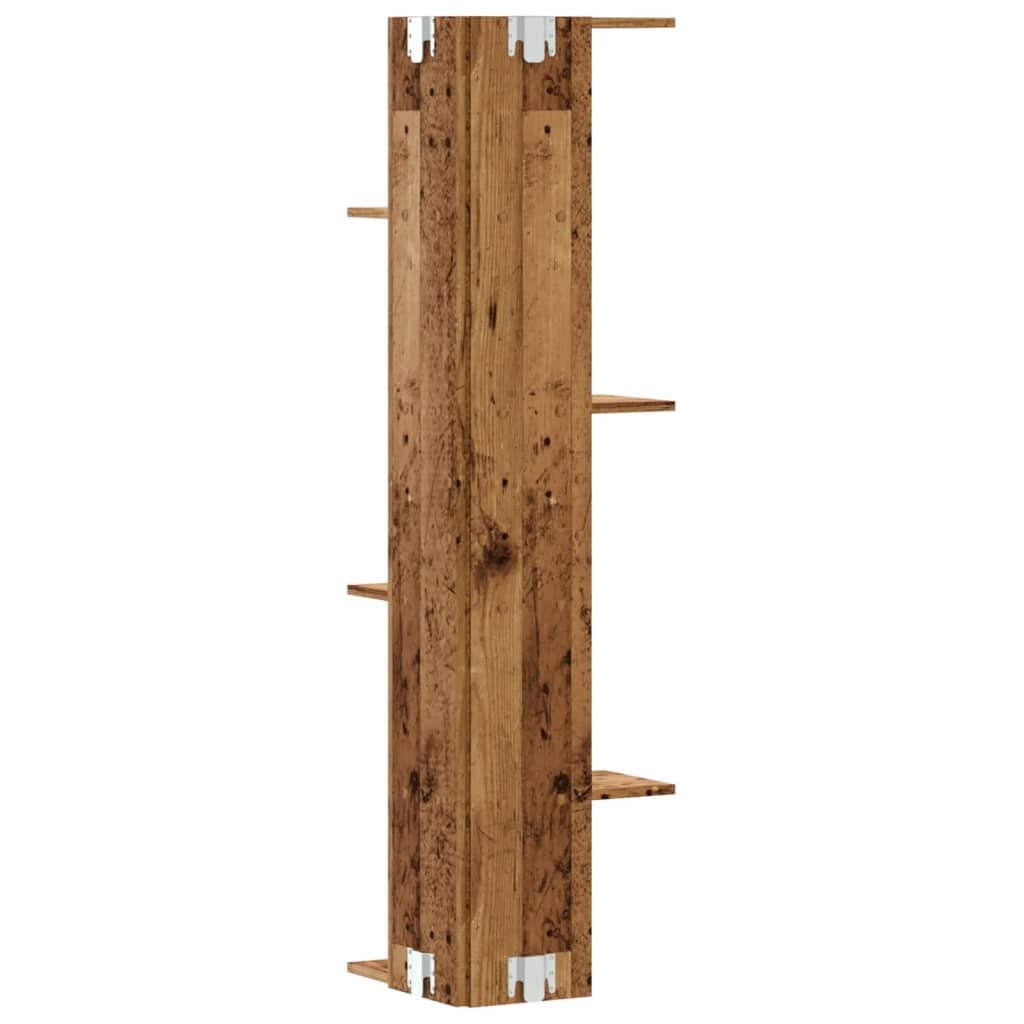 Kutna zidna polica boja drva 36,5x36,5x140 cm konstruirano drvo