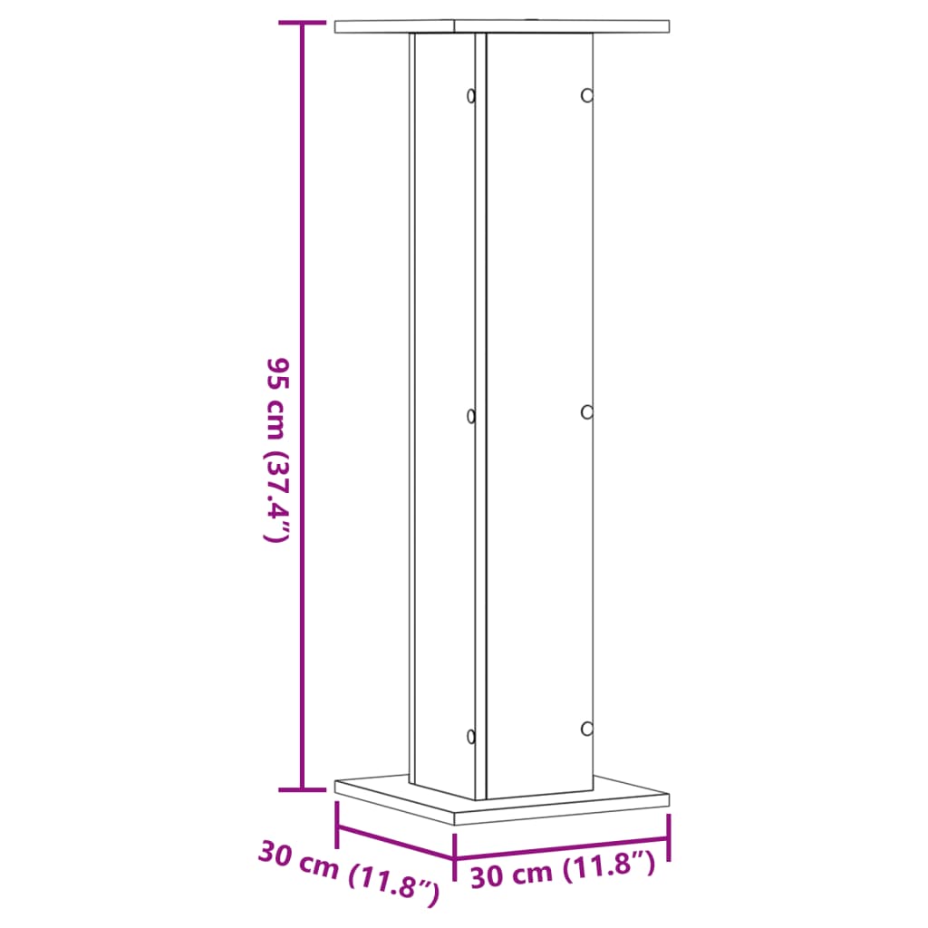 Stalci za zvučnike 2 kom crni 30x30x95 cm konstruirano drvo