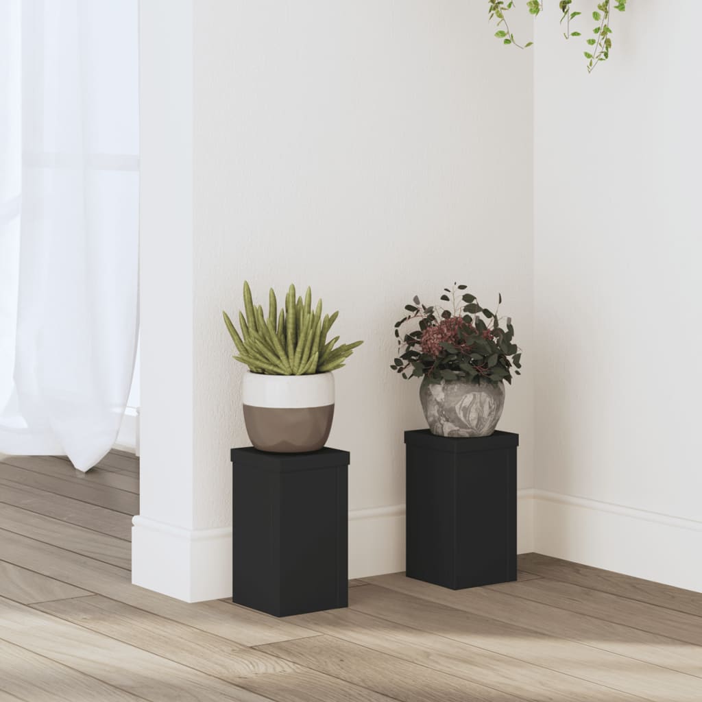 Stalci za biljke 2 kom crni 10x10x18 cm konstruirano drvo