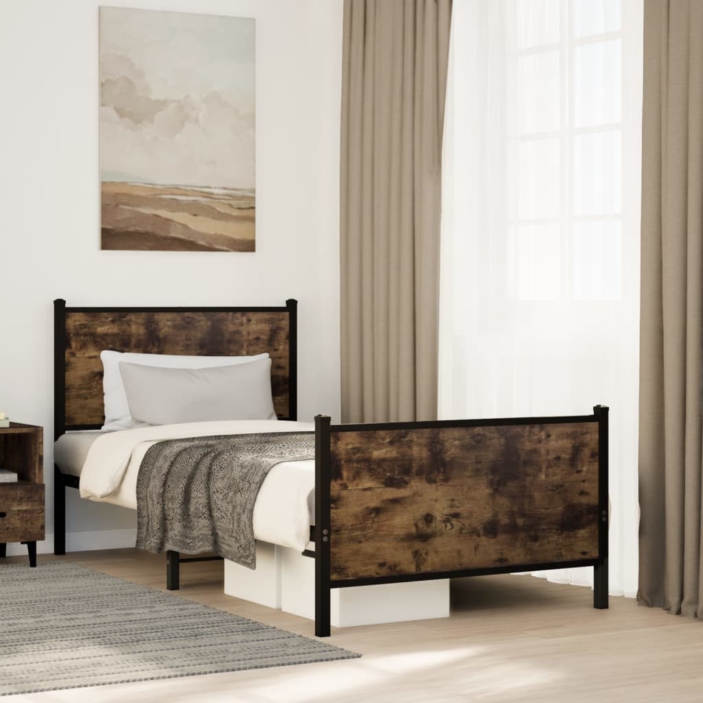 Metalni okvir kreveta bez madraca boja hrasta 90x200 cm