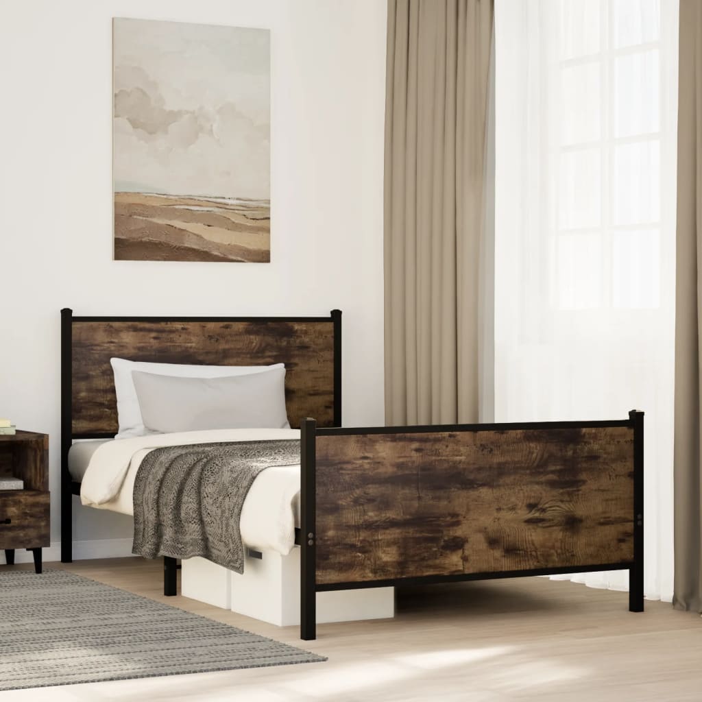 Metalni okvir kreveta bez madraca boja hrasta 100x190 cm