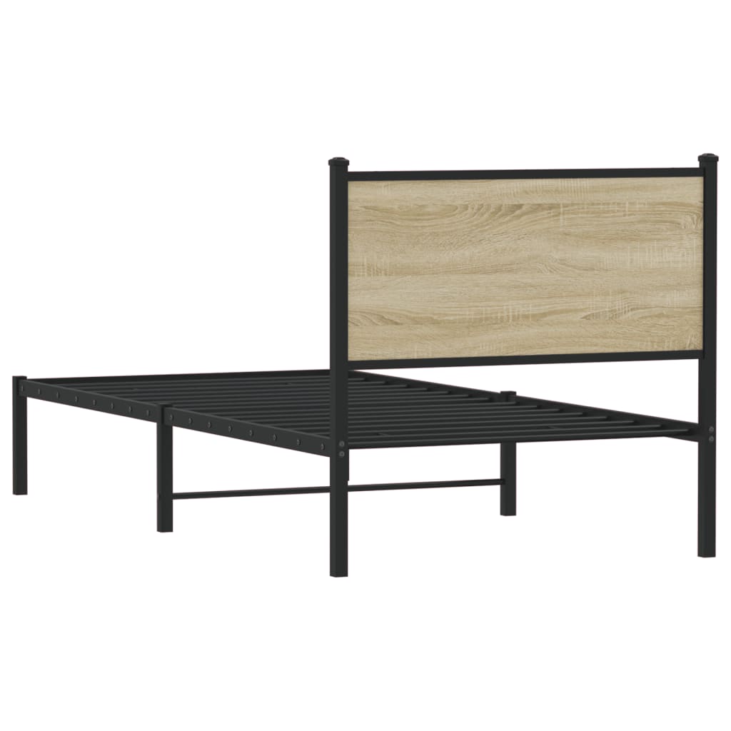 Metalni okvir kreveta bez madraca boja hrasta sonome 75x190 cm