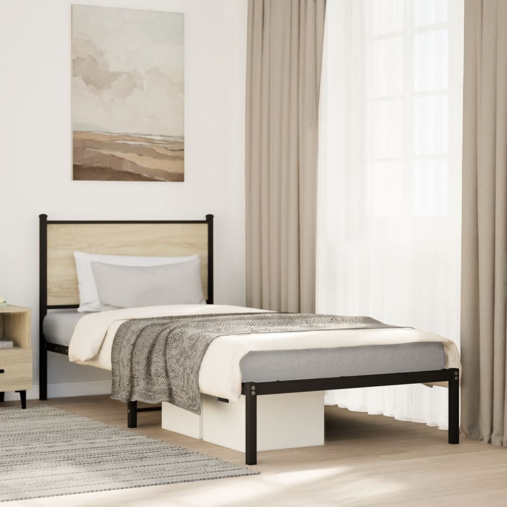 Metalni okvir kreveta bez madraca boja hrasta sonome 75x190 cm