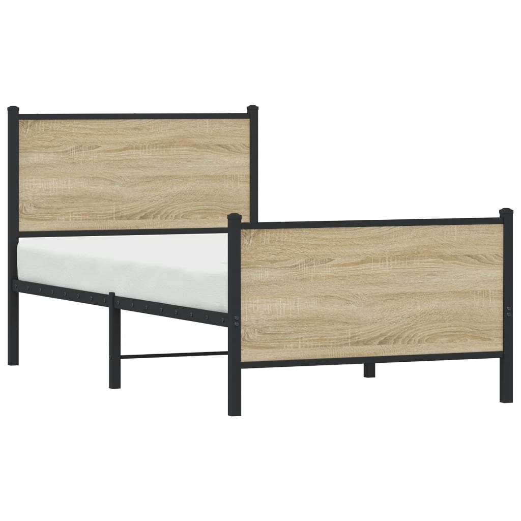 Metalni okvir kreveta bez madraca boja hrasta sonome 75x190 cm