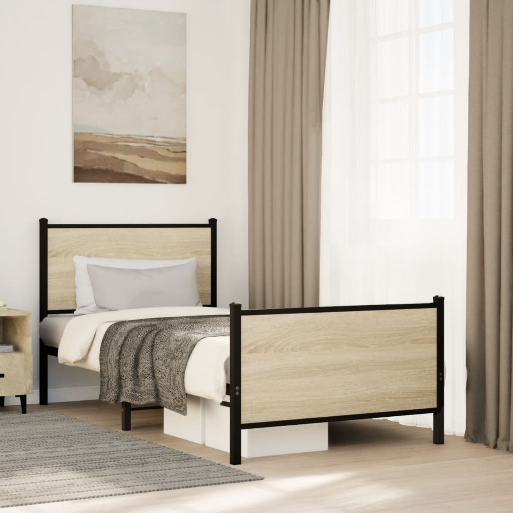 Metalni okvir kreveta bez madraca boja hrasta sonome 75x190 cm