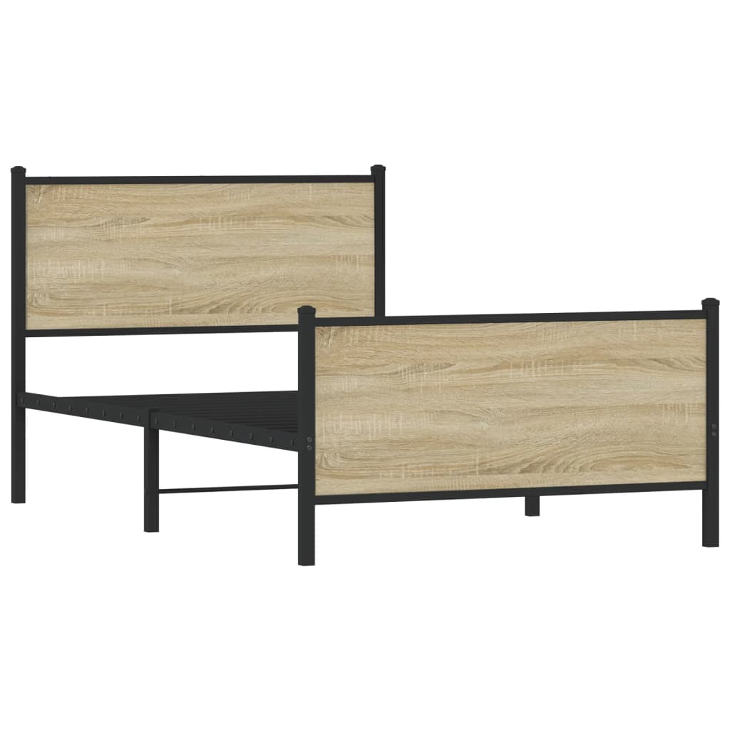 Metalni okvir kreveta bez madraca boja hrasta sonome 107x203 cm