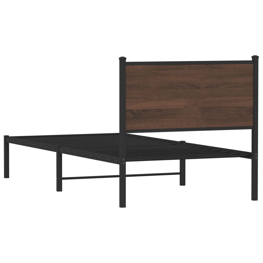 Metalni okvir kreveta bez madraca smeđi hrast 90x200 cm