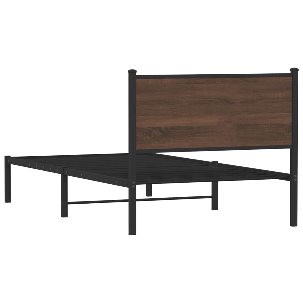Metalni okvir kreveta bez madraca smeđi hrast 107x203 cm