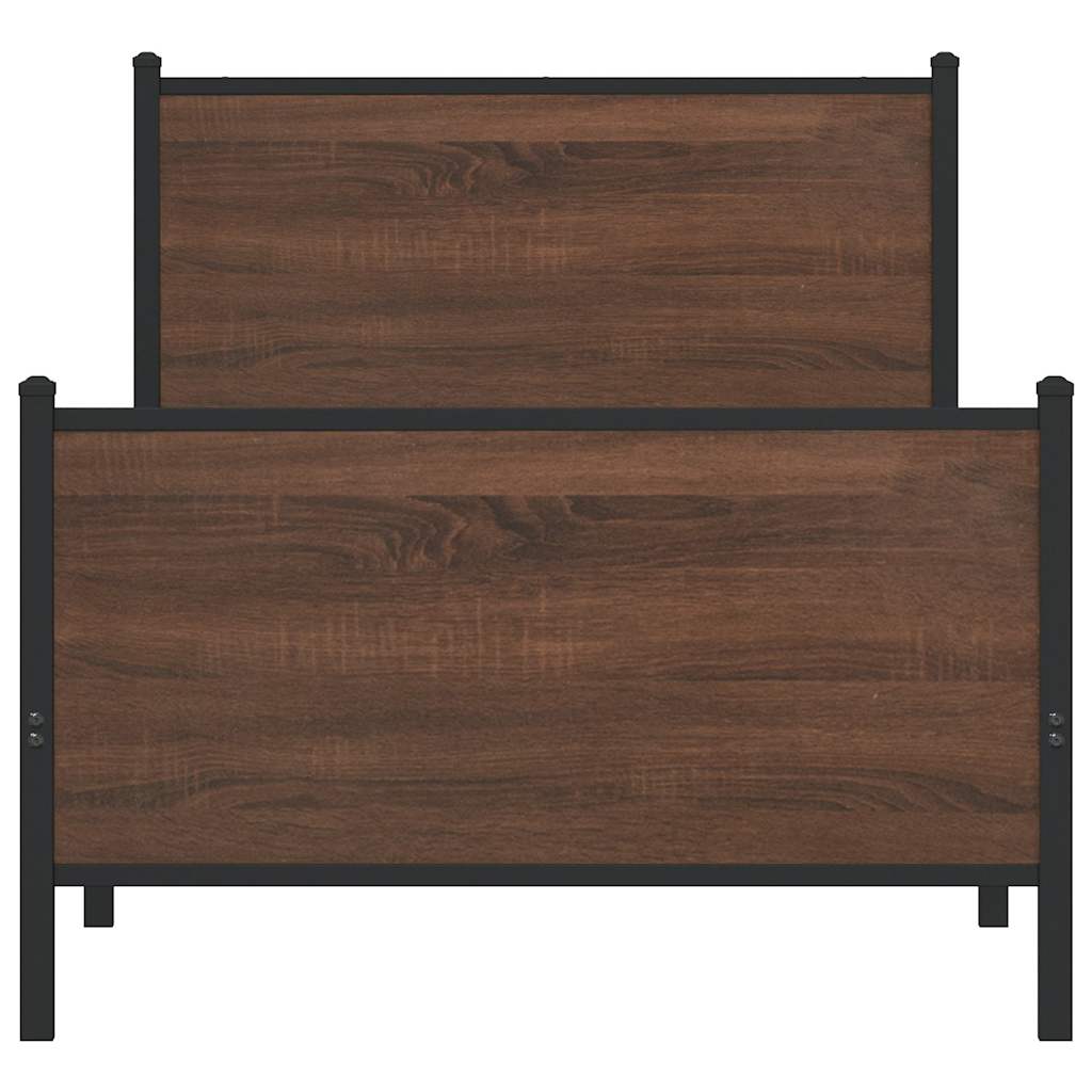 Metalni okvir kreveta bez madraca smeđi hrast 80x200 cm