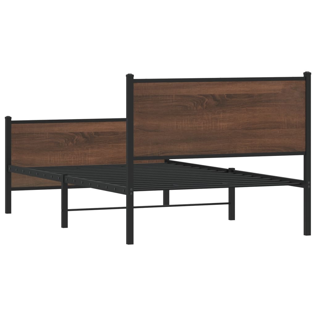 Metalni okvir kreveta bez madraca smeđi hrast 107x203 cm