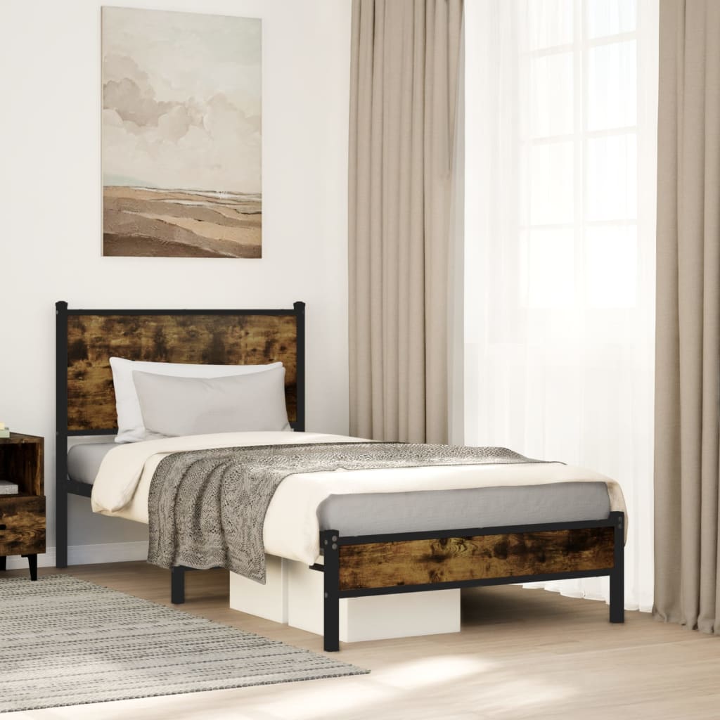 Metalni okvir kreveta bez madraca boja hrasta 90x200 cm