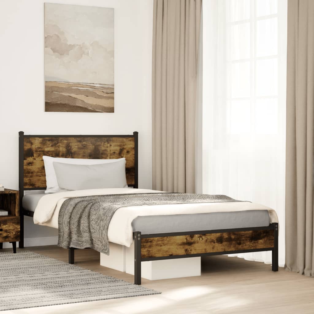 Metalni okvir kreveta bez madraca boja hrasta 107x203 cm