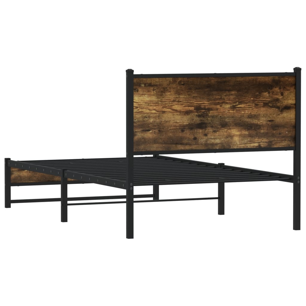 Metalni okvir kreveta bez madraca boja hrasta 107x203 cm
