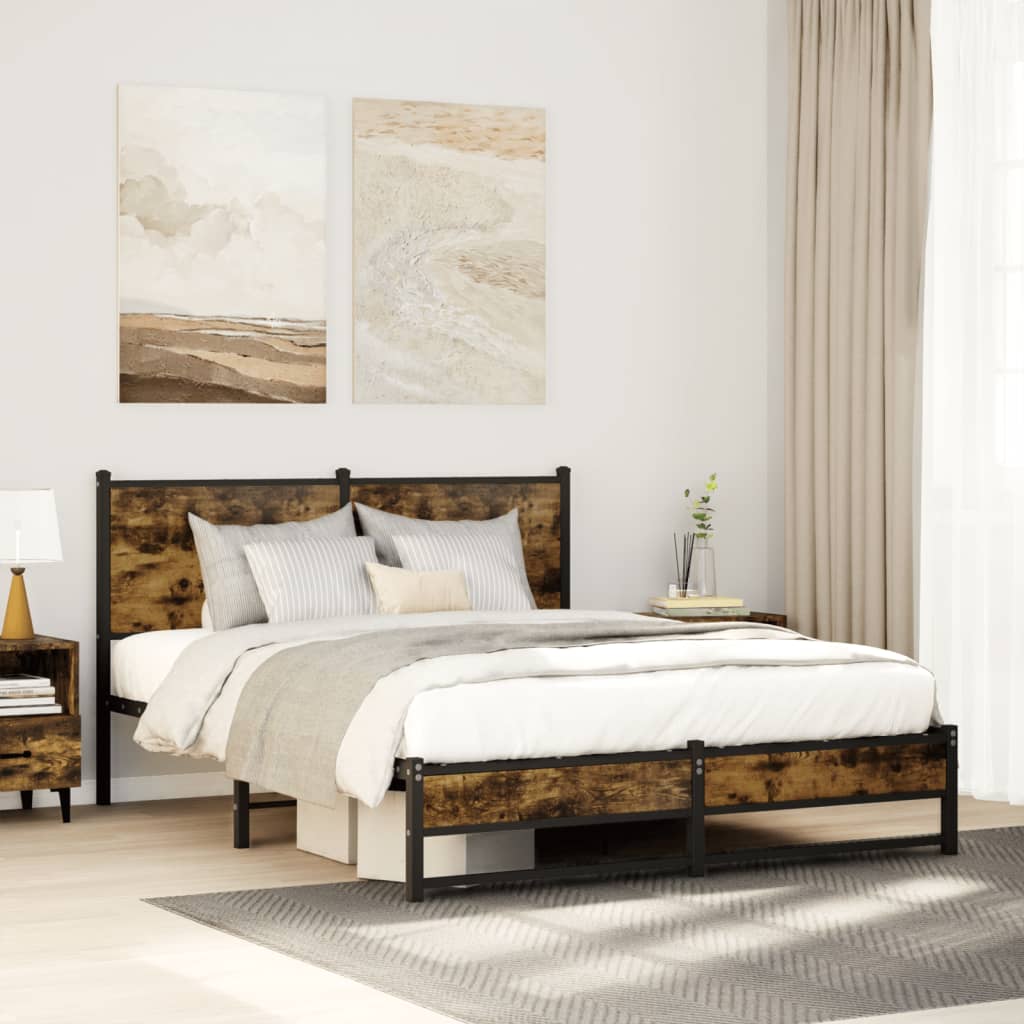 Metalni okvir kreveta bez madraca boja hrasta 150 x 200 cm