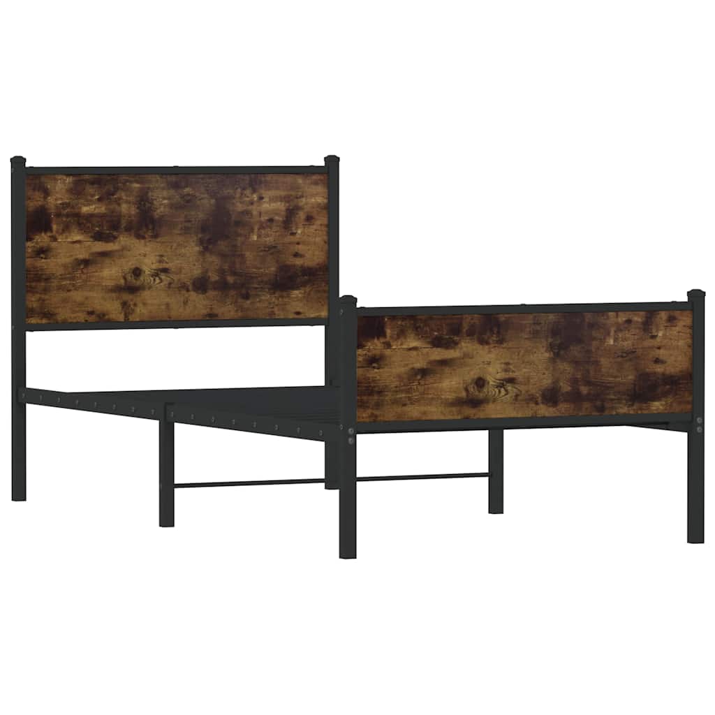Metalni okvir kreveta bez madraca boja hrasta 75x190 cm