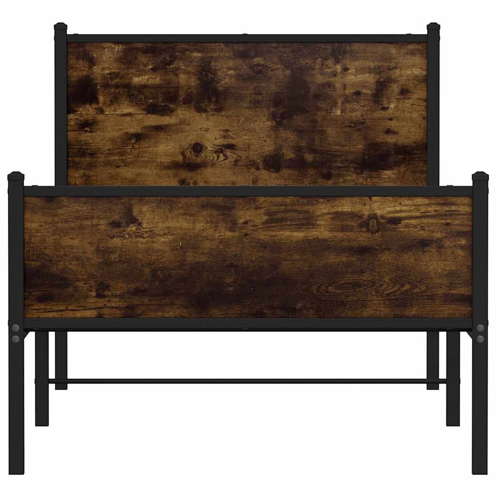 Metalni okvir kreveta bez madraca boja hrasta 75x190 cm