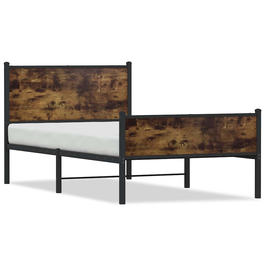 Metalni okvir kreveta bez madraca boja hrasta 107x203 cm
