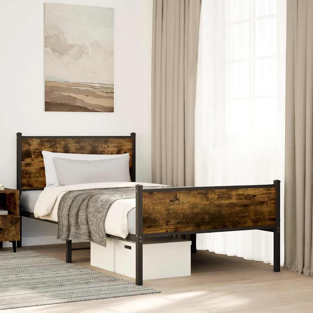 Metalni okvir kreveta bez madraca boja hrasta 107x203 cm