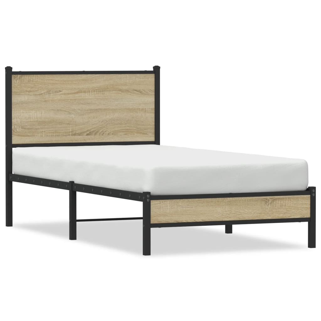 Metalni okvir kreveta bez madraca boja hrasta sonome 75x190 cm
