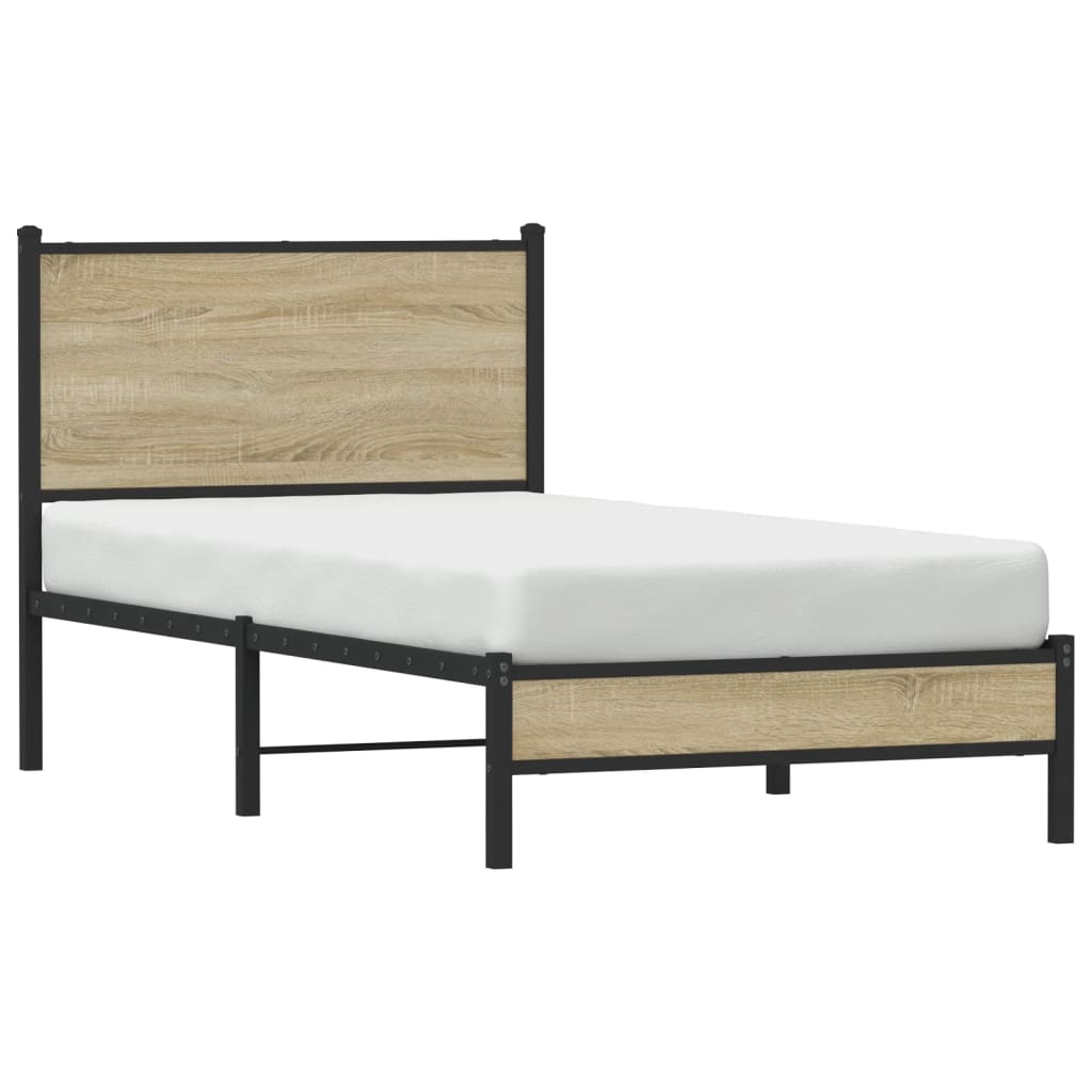 Metalni okvir kreveta bez madraca boja hrasta sonome 75x190 cm