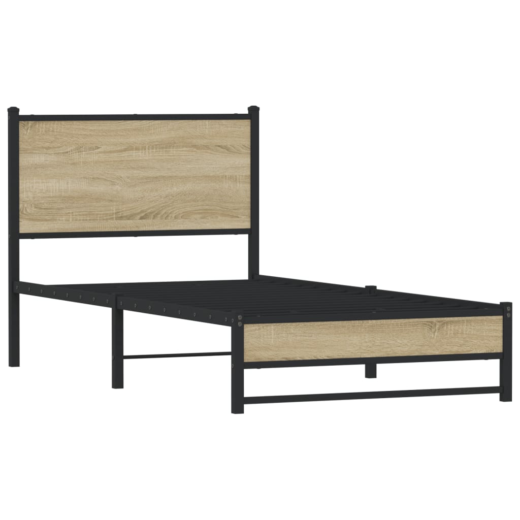 Metalni okvir kreveta bez madraca boja hrasta sonome 75x190 cm